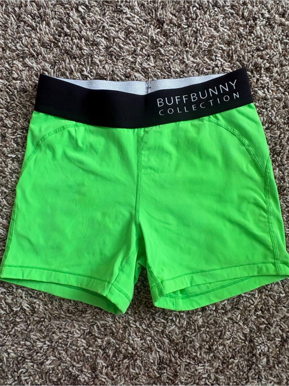 BuffBunny Neon Green Bike Shorts with Black Waistband
